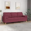 Image de vidaXL Canapé 3 places avec oreillers décoratifs bordeaux 180 cm tissu3200796