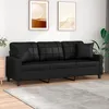Image de vidaXL Vidaxl Canapé 3 Places Avec Oreillers Décoratifs Noir 180cm Similicuir