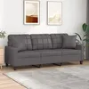 Image de vidaXL Canapé 3 places avec oreillers décoratifs gris 180cm similicuir3200810