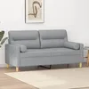 Image de vidaXL CanapÃ© 2 places avec oreillers gris clair 140 cm tissu