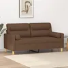 Image de vidaXL Canapé 2 places avec oreillers décoratifs marron 140 cm tissu3200824
