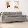 Image de vidaXL Canapé 3 places avec oreillers décoratifs taupe 180 cm tissu3200836