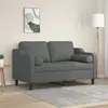 Image de vidaXL CanapÃ© 2 places avec oreillers gris foncÃ© 120 cm tissu