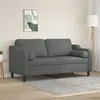 Image de vidaXL Canapé 2 places avec oreillers gris foncé 140 cm tissu
