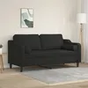 Image de vidaXL Canapé 2 places avec oreillers décoratifs noir 140 cm tissu3200849