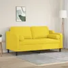 Image de vidaXL Canapé 2 places avec oreillers jaune clair 140 cm tissu