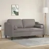 Image de vidaXL Canapé 2 places avec oreillers décoratifs taupe 140 cm tissu