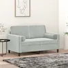 Image de vidaXL Canapé 2 places avec oreillers gris clair 120 cm velours