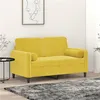 Image de vidaXL Canapé 2 places avec oreillers décoratifs jaune 120 cm velours3200877