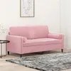 Image de vidaXL Canapé 2 places avec oreillers décoratifs rose 140 cm velours