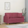 Image de vidaXL Canapé 2 places avec oreillers bordeaux 120 cm tissu