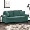 Image de vidaXL Canapé 2 places avec oreillers vert foncé 140 cm velours3200947