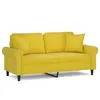 Image de vidaXL Canapé 2 places avec oreillers décoratifs jaune 140 cm velours3200951