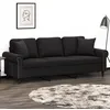 Image de vidaXL Vidaxl Canapé 3 Places Avec Oreillers Décoratifs Noir 180 Cm Velours