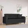 Image de vidaXL Canapé 2 places avec oreillers noir 140 cm tissu microfibre