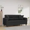 Image de vidaXL Canapé 2 places avec oreillers décoratifs noir 140cm similicuir
