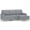 Image de vidaXL Canapé à 3 places avec repose-pieds Gris clair 180 cm Tissu3201001