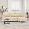 Image de vidaXL Canapé à 3 places avec repose-pieds Crème 180 cm Tissu3201003