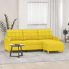 Image de vidaXL Canapé à 3 places avec repose-pieds Jaune clair 180 cm Tissu3201006