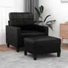 Image de vidaXL Vidaxl Fauteuil Avec Repose-Pied Noir 60 Cm Similicuir