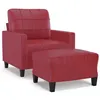 Image de vidaXL Fauteuil avec repose-pied Rouge bordeaux 60 cm Similicuir3201012