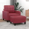 Image de vidaXL Fauteuil avec repose-pied Rouge bordeaux 60 cm Similicuir