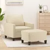 Image de vidaXL Fauteuil avec repose-pied Crème 60 cm Tissu3201031