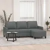 Image de vidaXL Canapé à 3 places avec repose-pieds Gris foncé 180 cm Tissu3201038