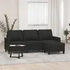 Image de vidaXL Canapé à 3 places avec repose-pieds Noir 180 cm Tissu3201041