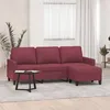 Image de vidaXL Canapé à 3 places avec repose-pieds Rouge bordeaux 180 cm Tissu3201043