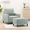 Image de vidaXL Fauteuil avec repose-pied Gris clair 60 cm Velours3201045