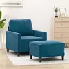 Image de vidaXL Fauteuil avec repose-pied Bleu 60 cm Velours3201054