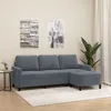 Image de vidaXL CanapÃ© Ã  3 places avec repose-pieds Gris foncÃ© 180 cm Velours