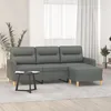 Image de vidaXL CanapÃ© Ã  3 places avec repose-pieds Gris foncÃ© 180 cm Tissu