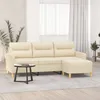 Image de vidaXL CanapÃ© Ã  3 places avec repose-pieds CrÃ¨me 180 cm Tissu