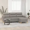 Image de vidaXL CanapÃ© Ã  3 places avec repose-pieds Taupe 180 cm Tissu