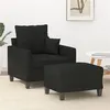 Image de vidaXL Fauteuil avec repose-pied Noir 60 cm Tissu3201085