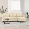 Image de vidaXL CanapÃ© Ã  3 places avec repose-pieds CrÃ¨me 180 cm Tissu