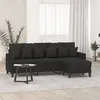 Image de vidaXL Canapé à 3 places avec repose-pieds Noir 180 cm Tissu3201093