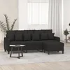 Image de vidaXL CanapÃ© Ã  3 places avec repose-pieds Noir 180 cm Tissu