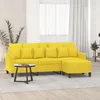 Image de Vidaxl CanapÃ© Ã 3 Places Avec Repose-Pieds Jaune Clair 180 Cm Tissu