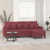 Image de vidaXL Canapé à 3 places avec repose-pieds Rouge bordeaux 180 cm Tissu3201095