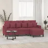 Image de vidaXL CanapÃ© Ã  3 places avec repose-pieds Rouge bordeaux 180 cm Tissu