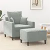 Image de vidaXL Fauteuil avec repose-pied Gris clair 60 cm Velours3201097
