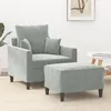 Image de vidaXL Vidaxl Fauteuil Avec Repose-Pied Gris Clair 60 Cm Velours