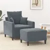 Image de vidaXL Fauteuil avec repose-pied Gris foncé 60 cm Velours3201098