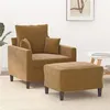 Image de vidaXL Fauteuil avec repose-pied Marron 60 cm Velours3201104