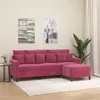 Image de vidaXL Canapé à 3 places et repose-pieds Rouge bordeaux 180 cm Velours3201111