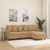 Image de vidaXL CanapÃ© Ã  3 places avec repose-pieds Marron 180 cm Velours