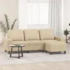Image de vidaXL Canapé à 3 places avec repose-pieds Crème 180 cm Tissu